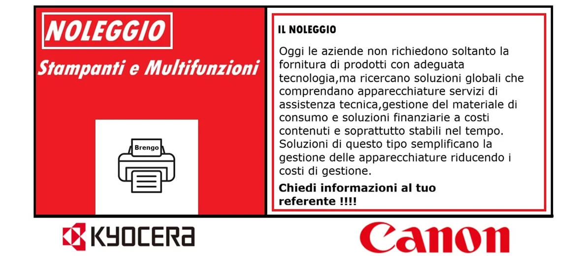 Noleggio Stampanti e Multifunzioni Kyocera e Canon